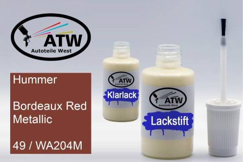 Hummer, Bordeaux Red Metallic, 49 / WA204M: 20ml Lackstift + 20ml Klarlack - Set, von ATW Autoteile West.
